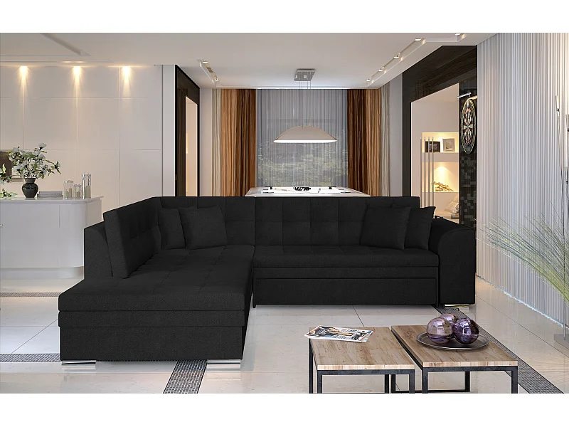 Ecksofa Atlanta L/Stoff-Schwarz