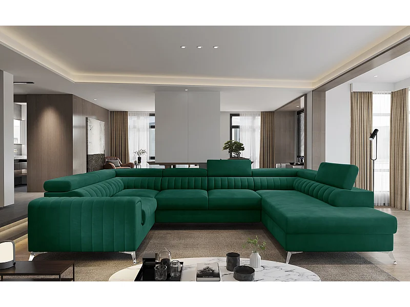 Ecksofa Appache UR/Stoff-Grün