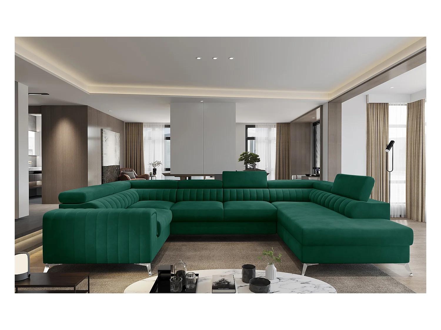 Ecksofa Appache UR/Stoff-Grün