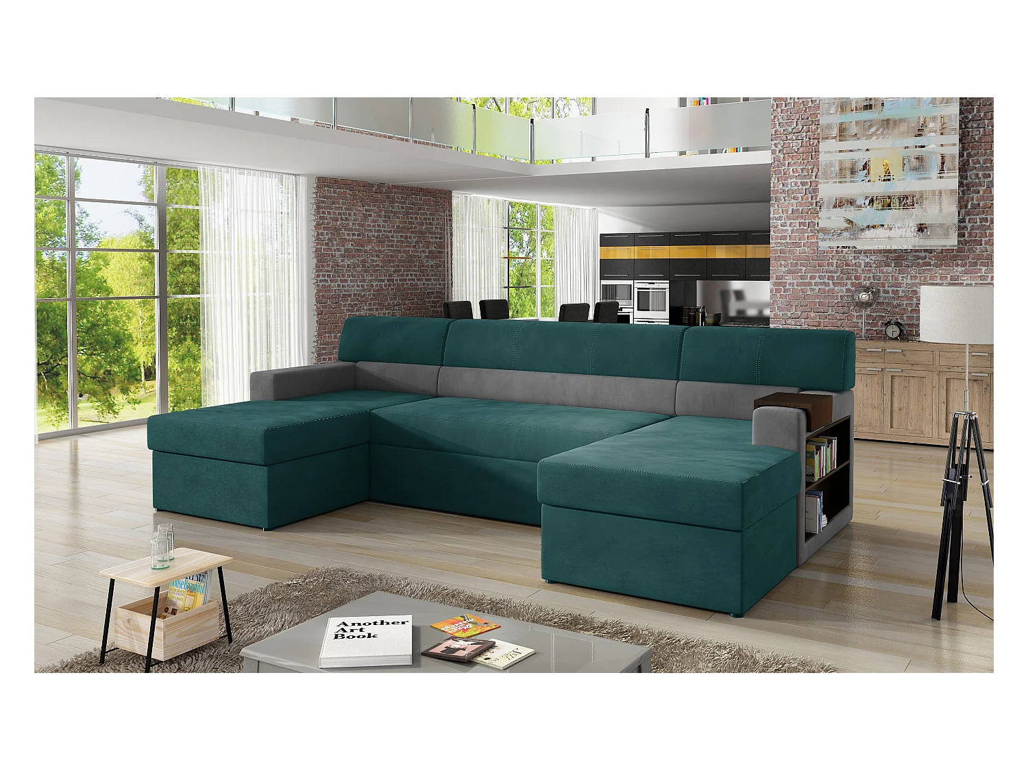 Divano d'angolo Larion R/Tessuto-Verde