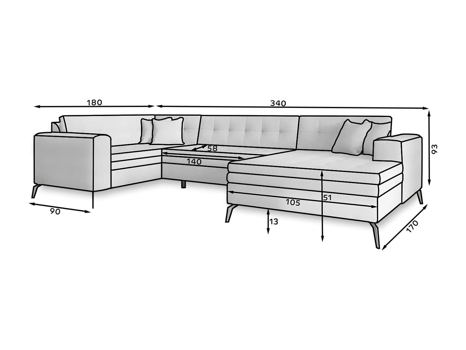 Divano d'angolo Solvio UR/Tessuto-Grigio