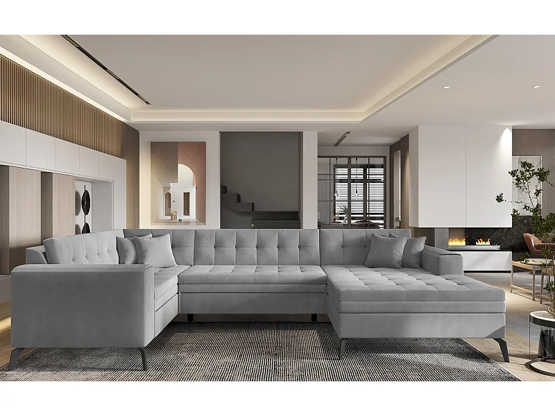 Ecksofa Solvio UR/Stoff-Grau