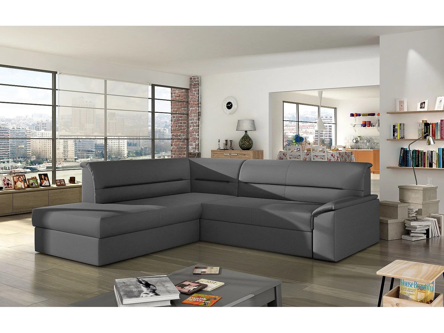 Ecksofa Lusio L/Stoff-Athrazit