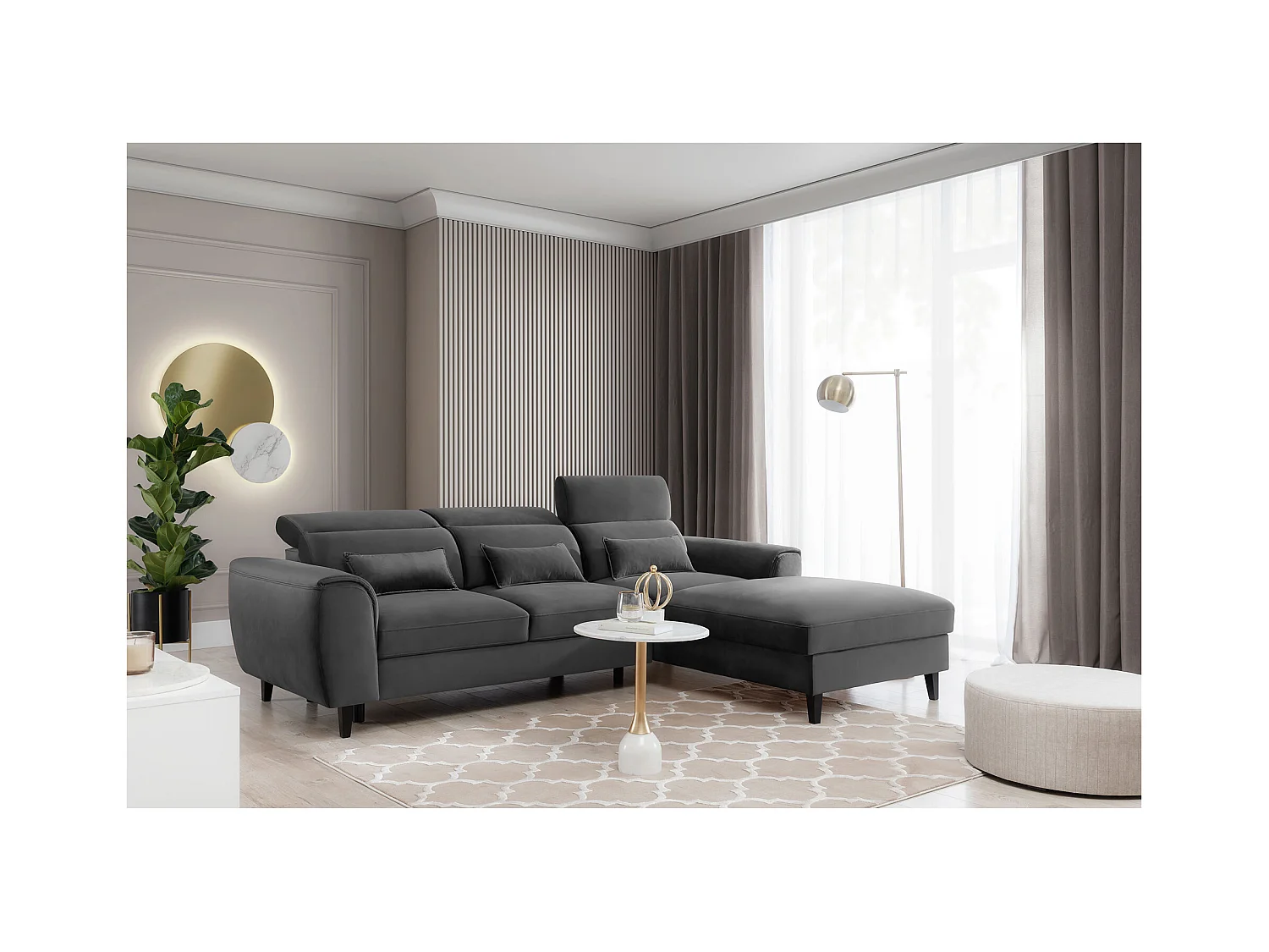 Ecksofa Toscana R/Stoffbezug/Anthrazit