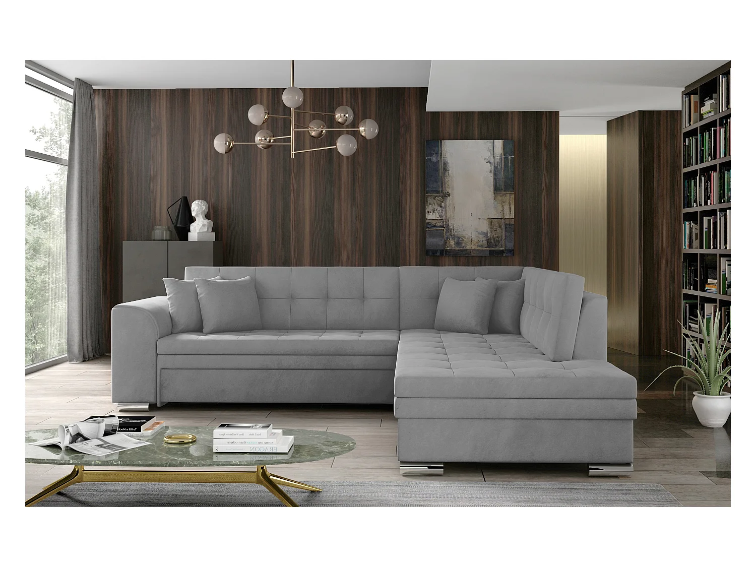 Ecksofa Atlanta R/Stoff-Grau