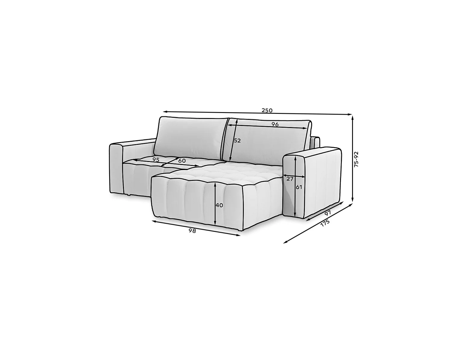 Canapé Corner Stelvino R/Tissu/Vert/En stock