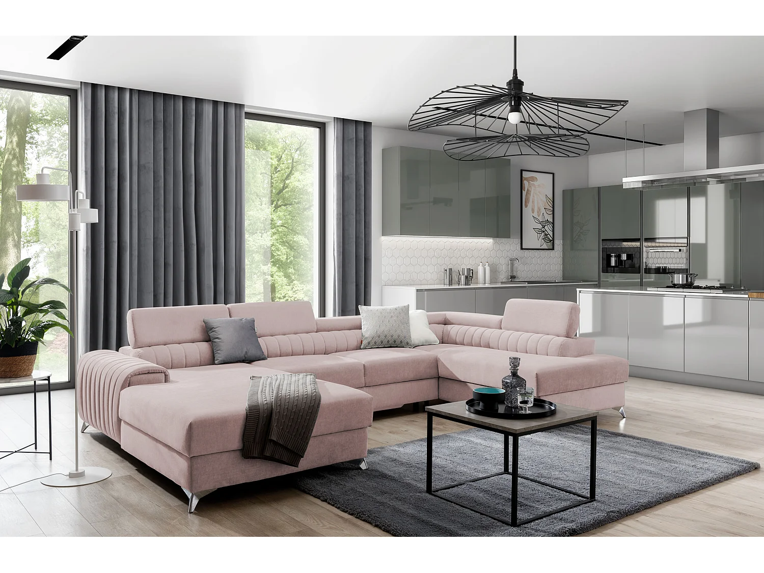 Ecksofa Exklusivo UR/Stoff-Rose