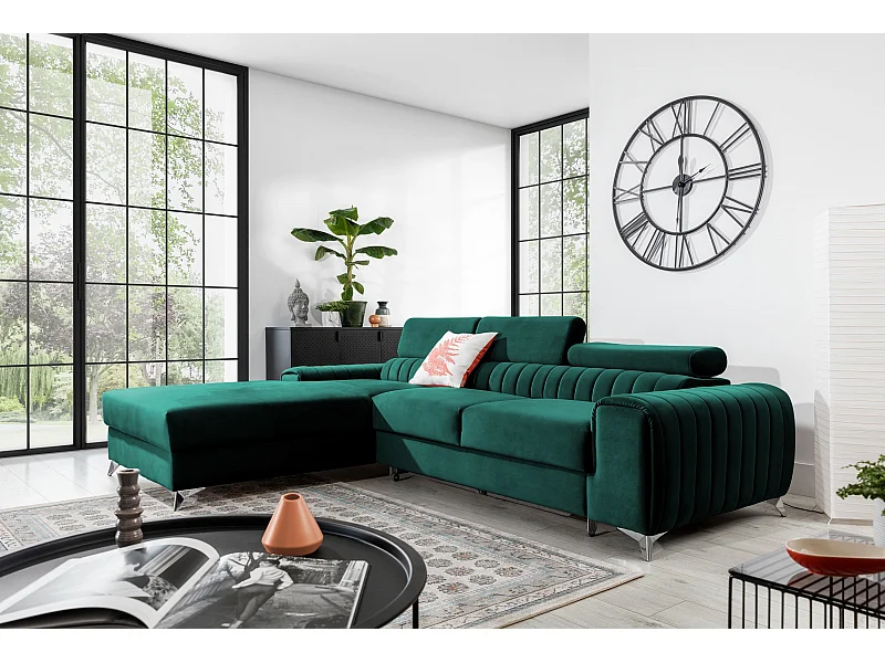 Divano d'angolo Futura L/Tessuto-Verde