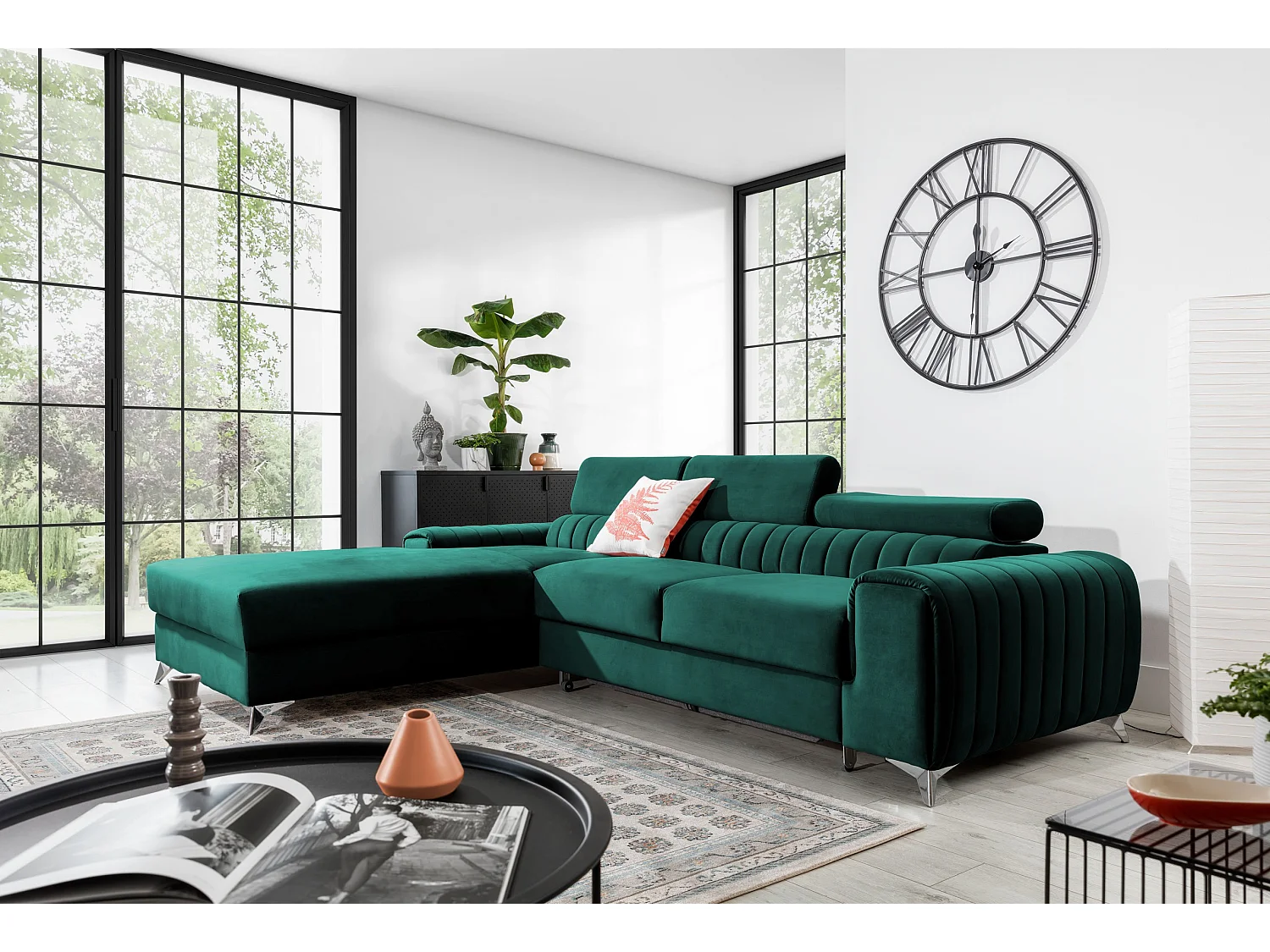 Ecksofa Futura L/Stoff-Grün