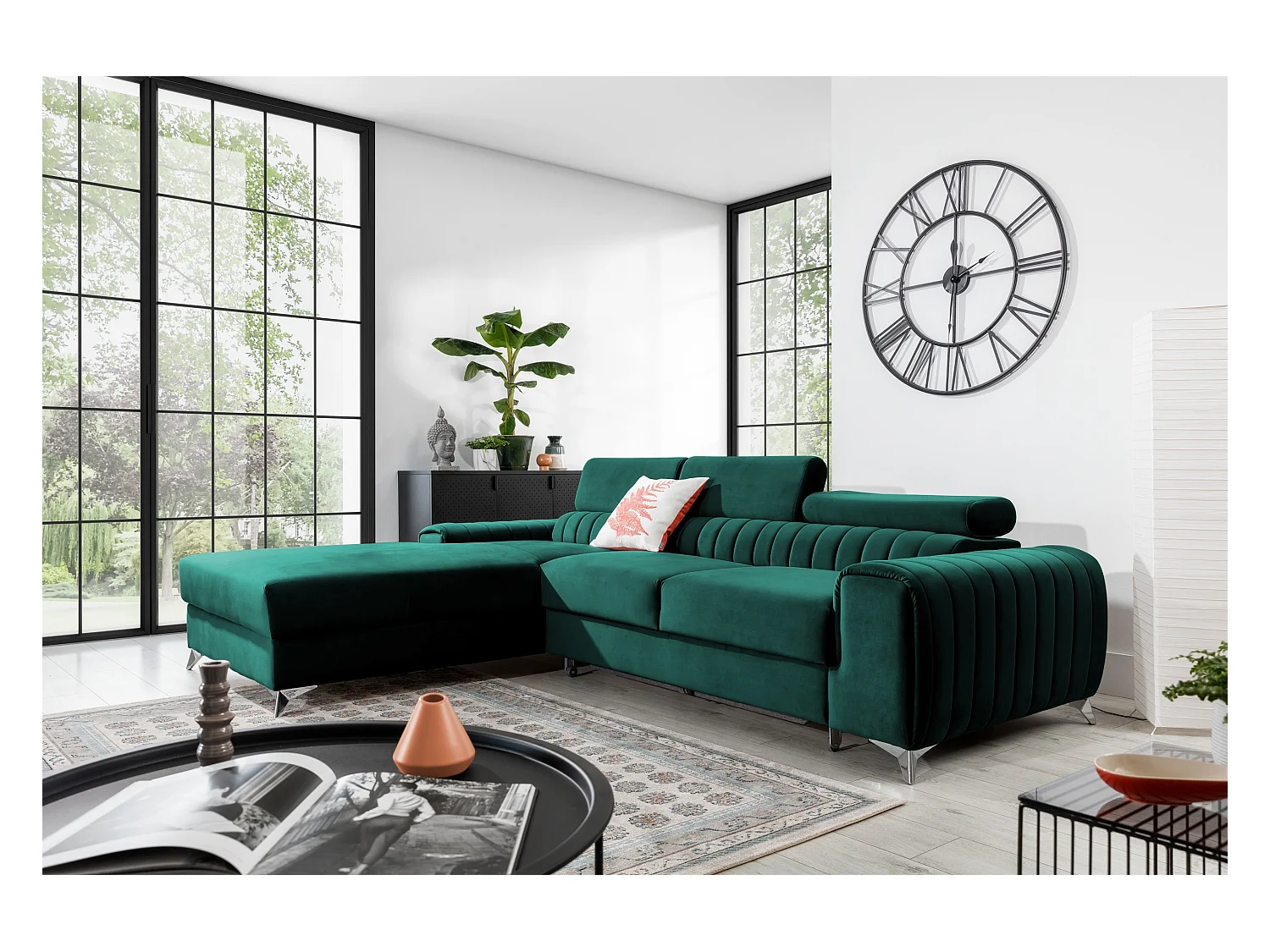 Ecksofa Futura L/Stoff-Grün