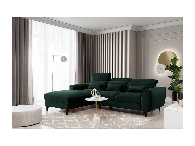 Canapé d'angle Toscana L/revêtement tissu/vert