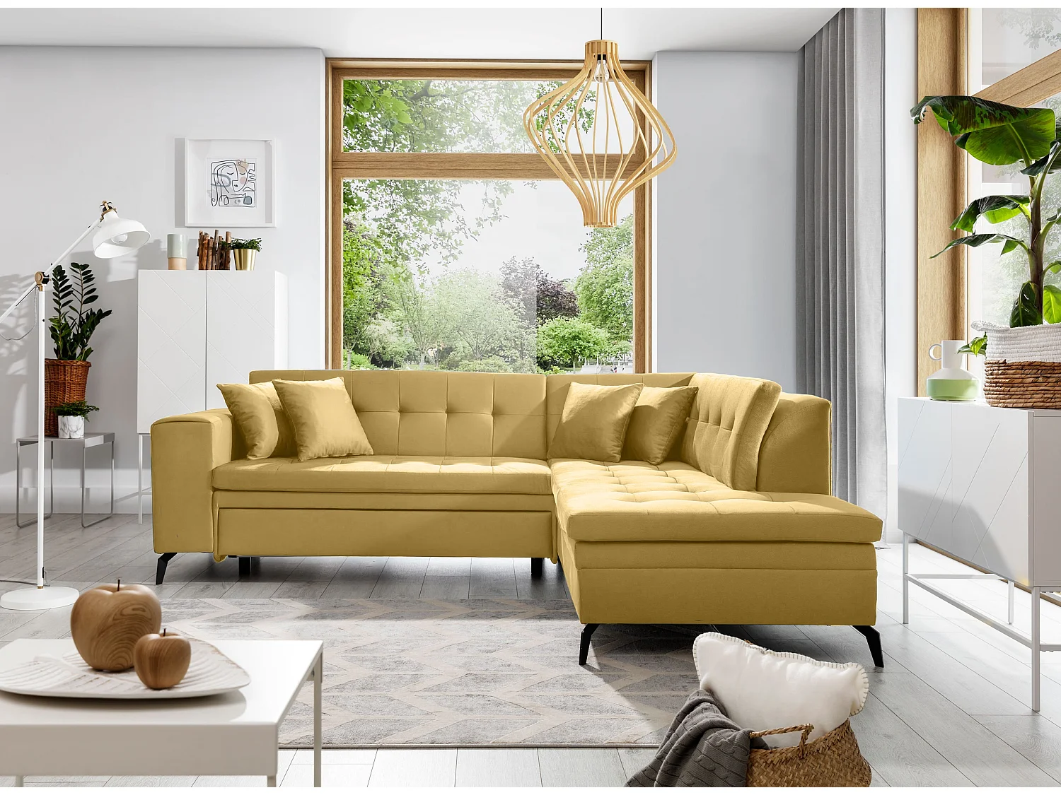 Canapé Corner Monza R/Tissu-Jaune