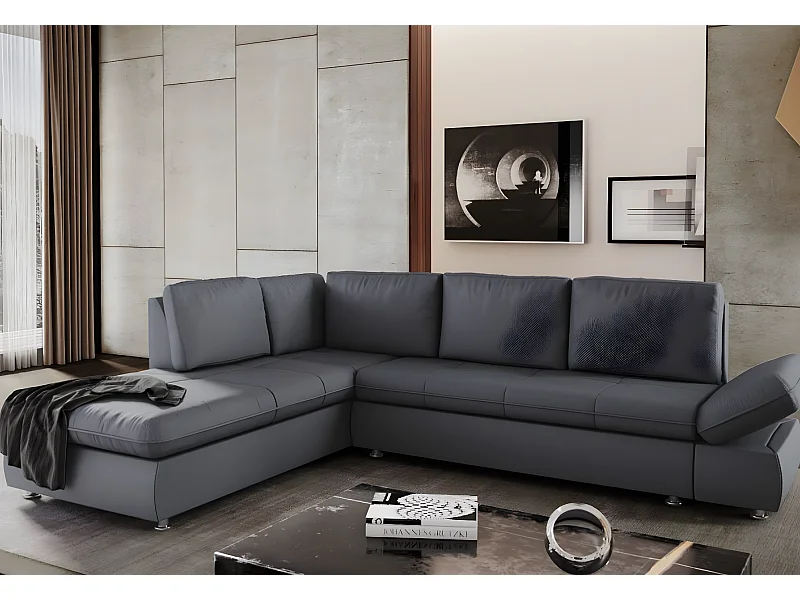 Canapé d'angle Komo L/revêtement tissu/anthracite