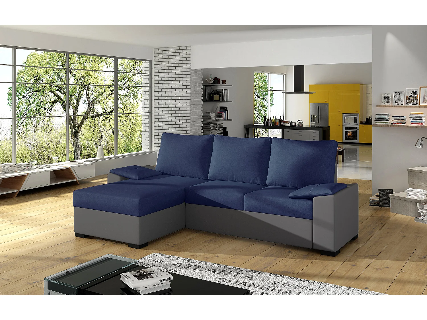 Ecksofa Cadro L/Stoff-Blau