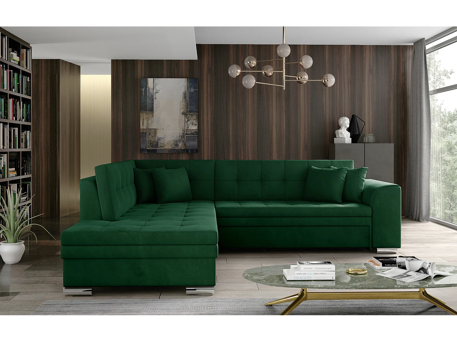 Ecksofa Atlanta L/Stoff-Grün