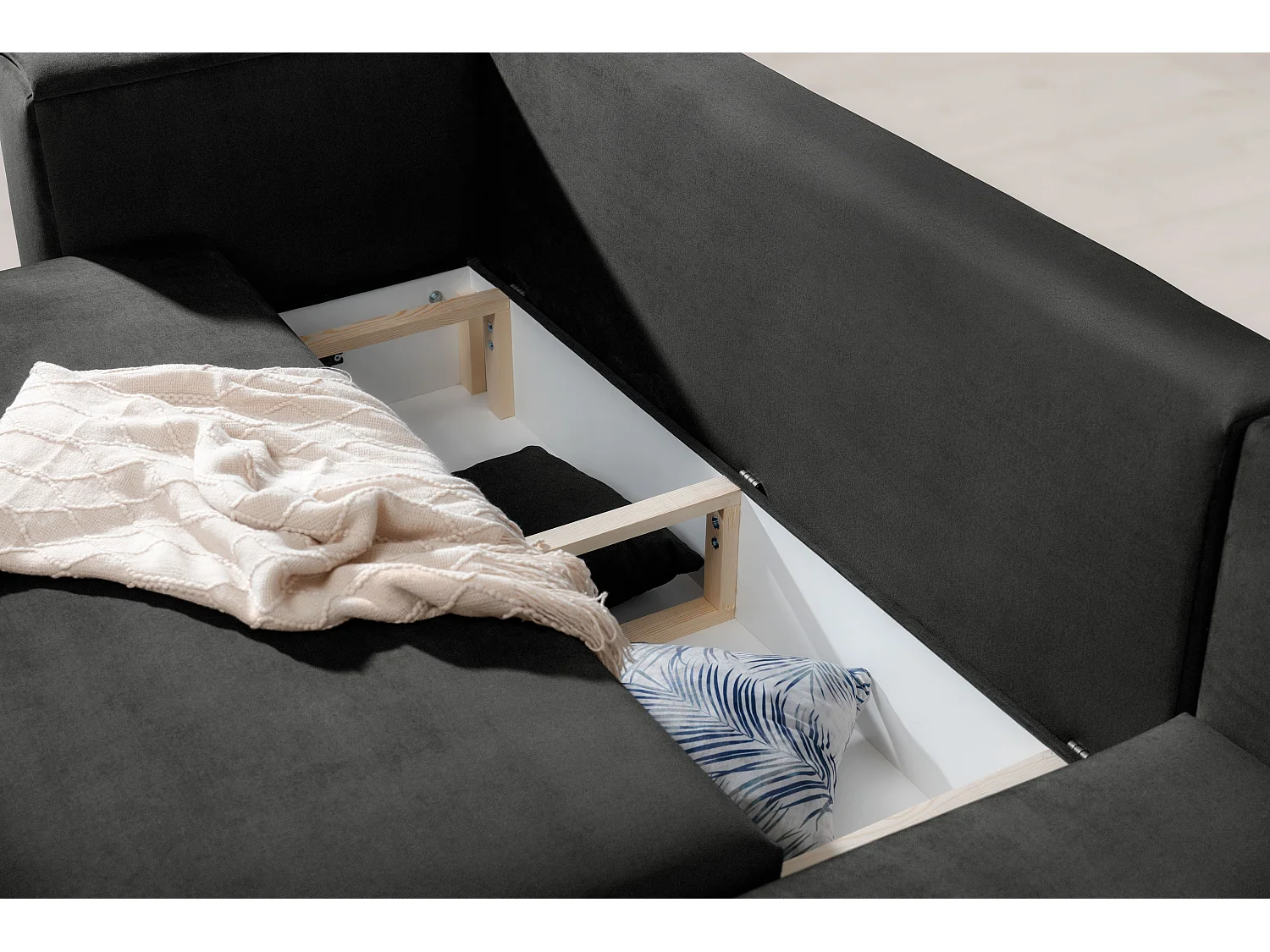 Sofá de canto Marrina R/Tecido-Preto