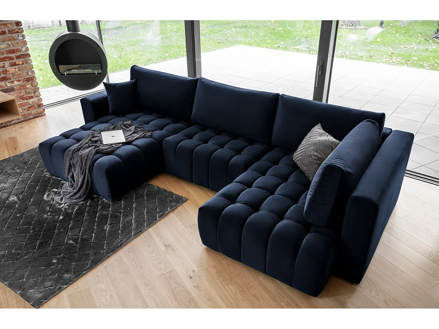 Divano d'angolo Stelvio UL/Tessuto-Blu