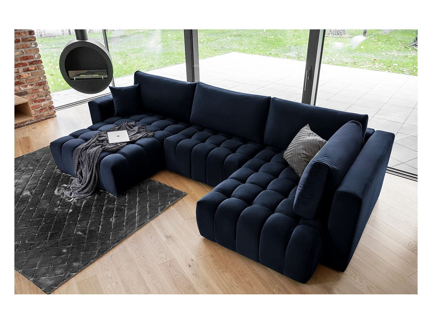 Divano d'angolo Stelvio UL/Tessuto-Blu
