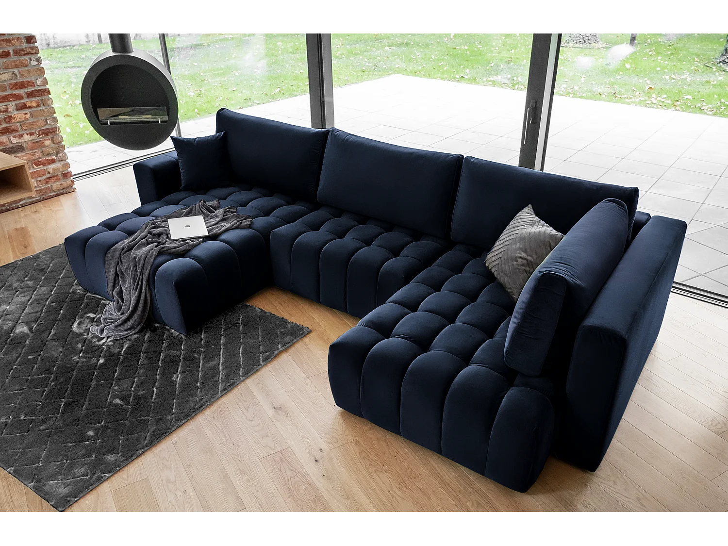 Divano d'angolo Stelvio UL/Tessuto-Blu