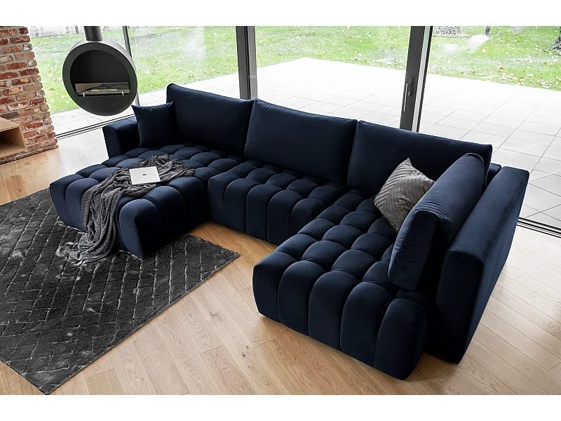 Canapé Corner Stelvio UL/Tissu-Bleu