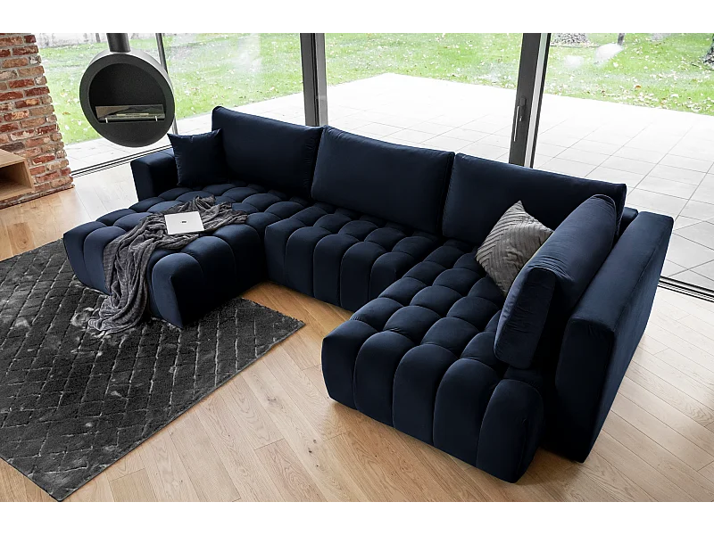 Divano d'angolo Stelvio UL/Tessuto-Blu