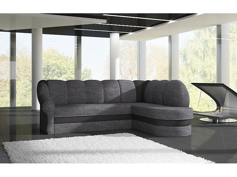 Ecksofa Fuente R/Stoff-Grau