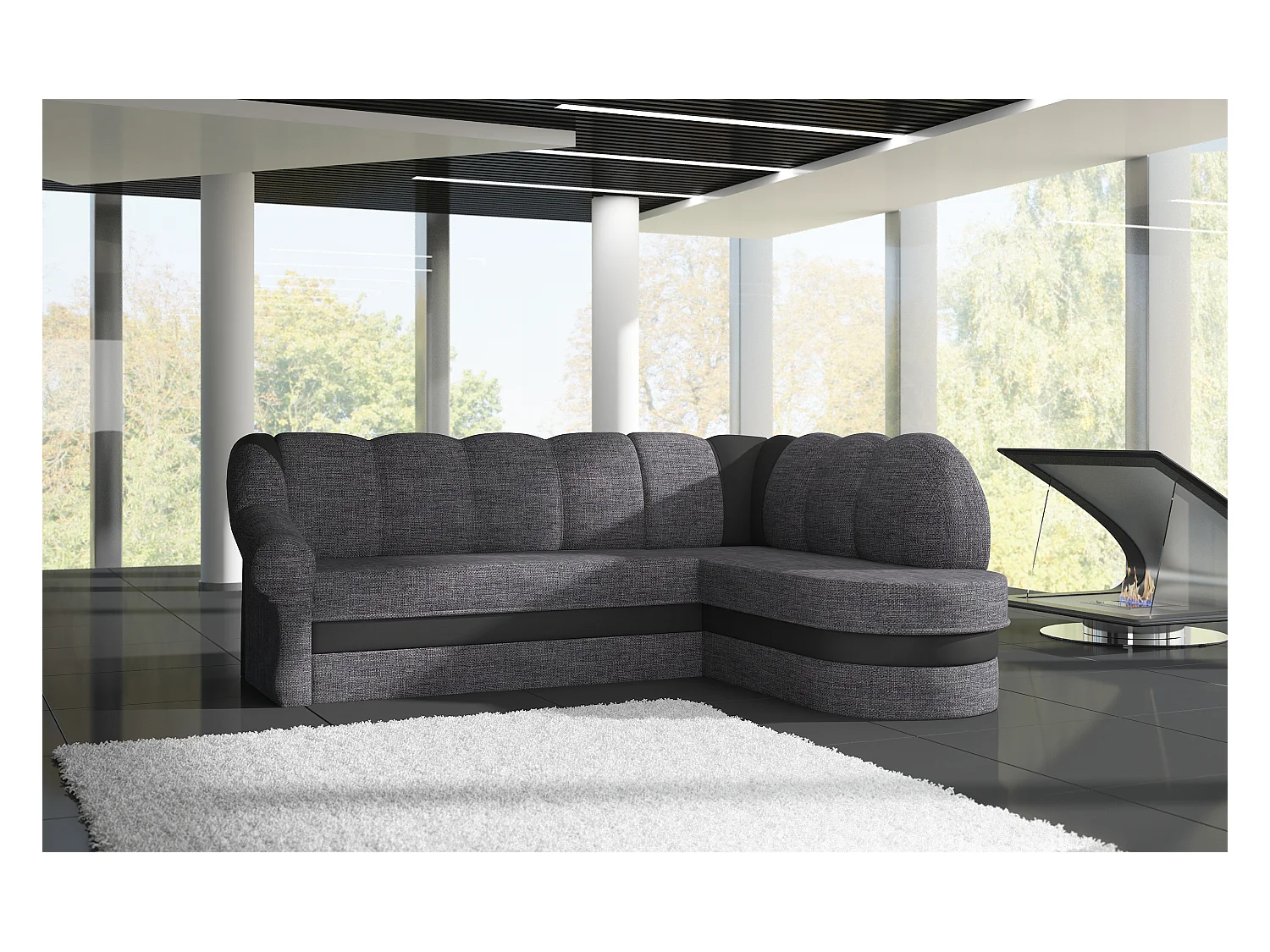 Canapé Corner Fuente R/Tissu-Gris