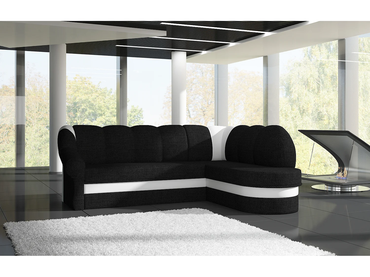 Canapé Corner Fuente R/Tissu-Noir