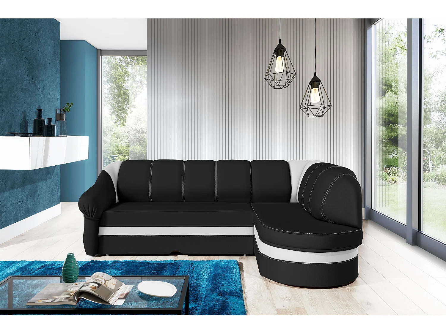 Canapé Corner Fuente R/Tissu-Noir