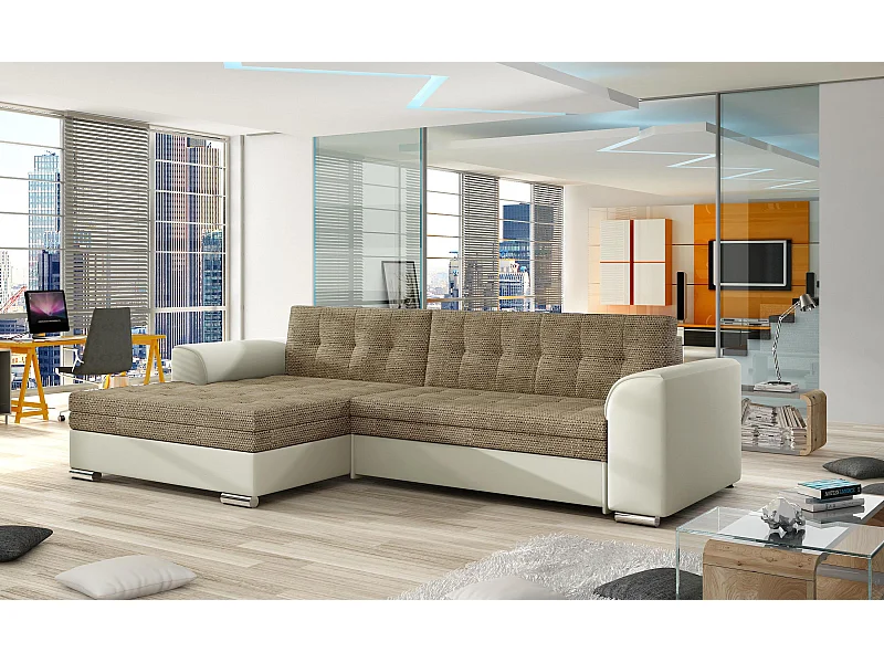 Ecksofa Merati L/Stoff/Beige&Braun