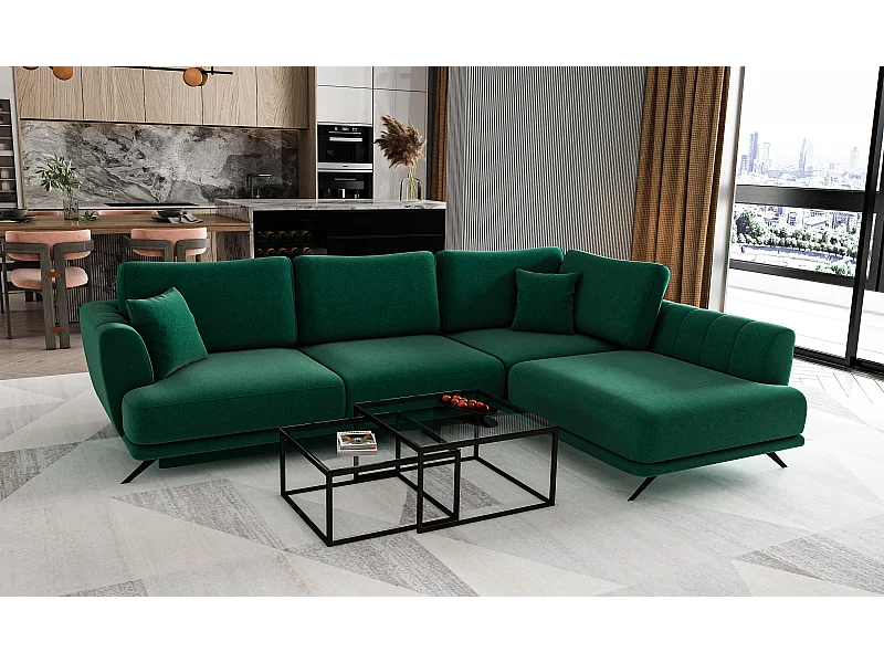 Divano d'angolo Olivio R/Tessuto-Verde