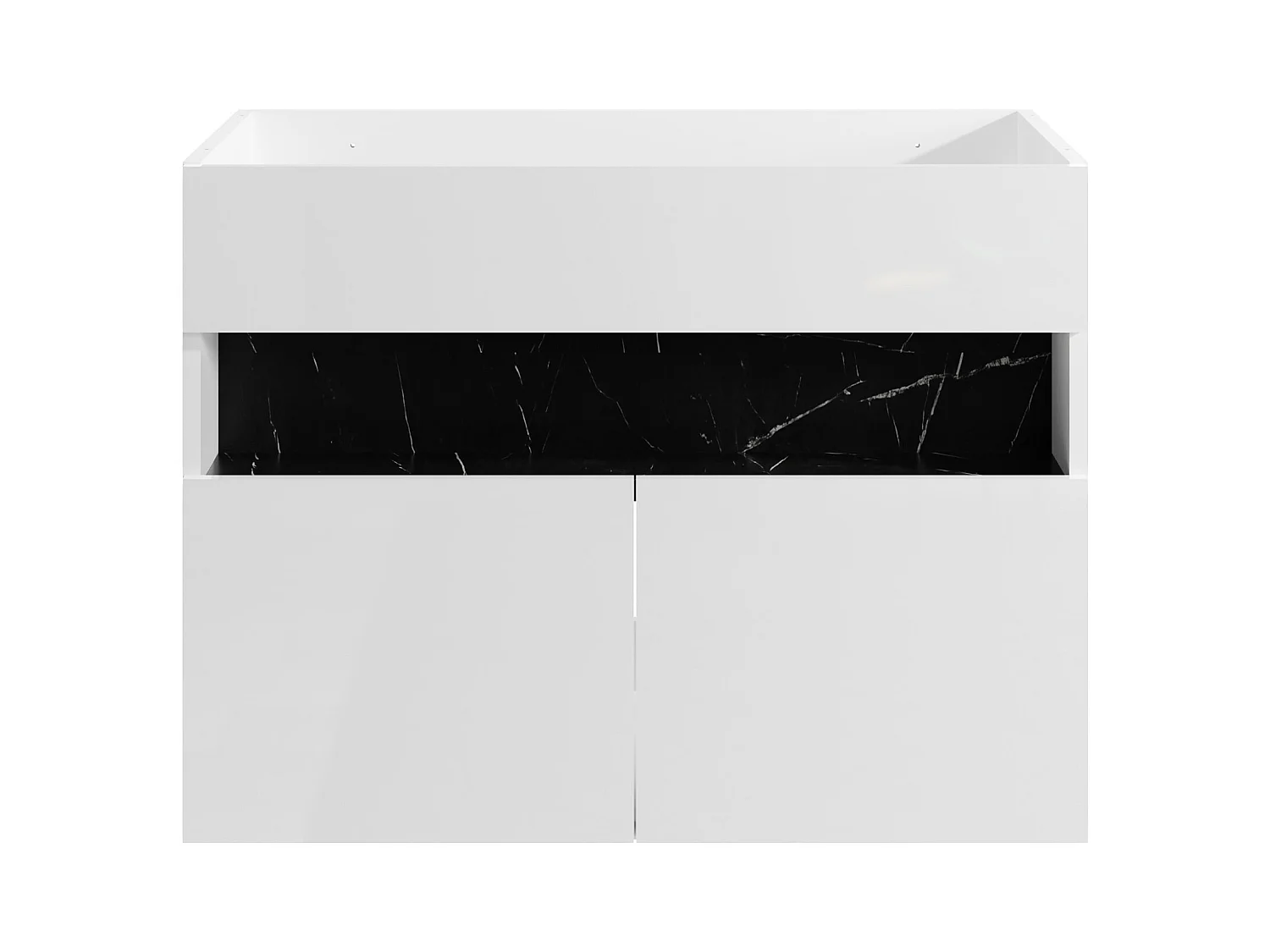 Mueble de baño con luces LED - Blanco y negro efecto mármol - Ancho 80 cm - POZEGA