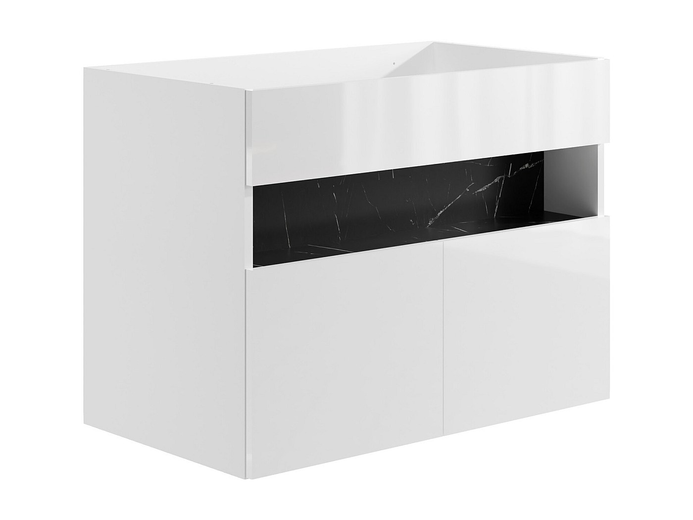 Meuble sous vasque de salle de bain avec leds - Blanc et noir effet