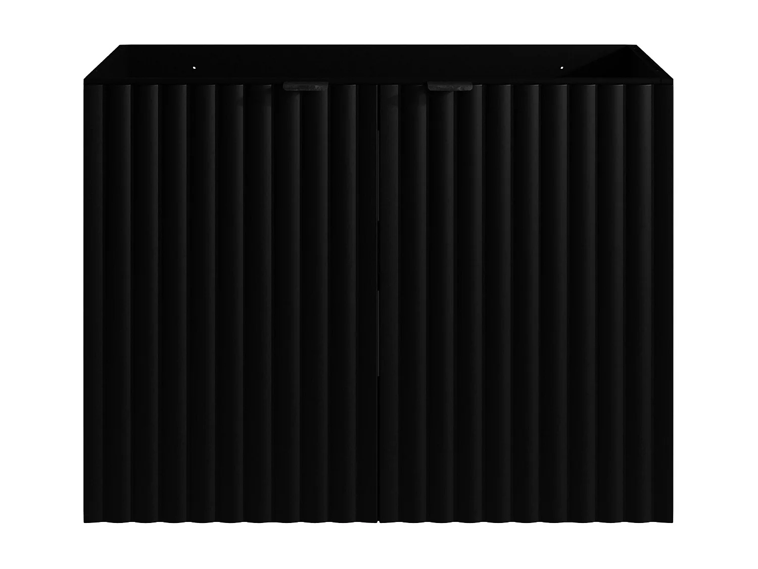 Mueble flotante bajo lavabo estriado - Negro - Ancho 80 cm - ZILGA