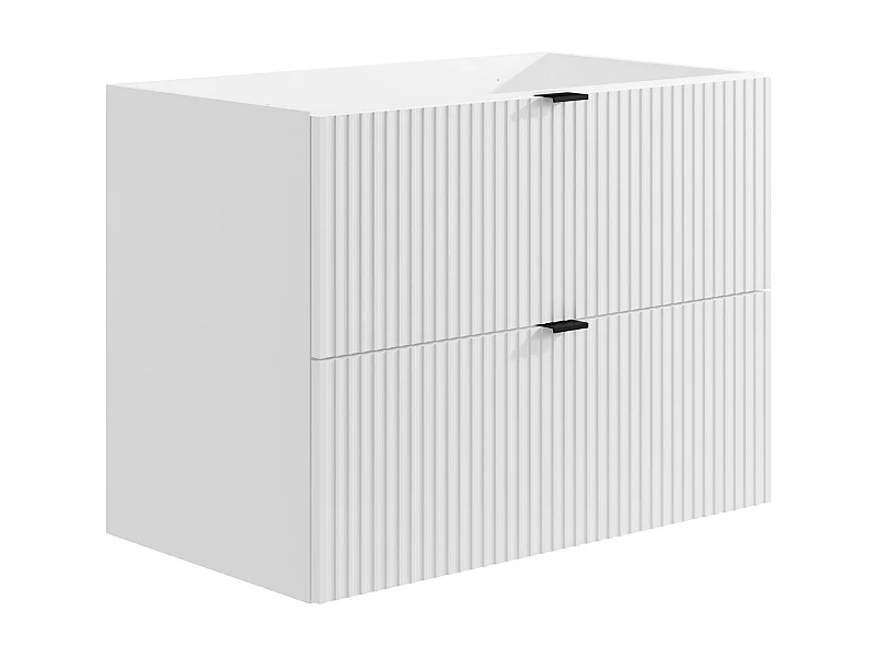 Mueble suspendido para lavabo estriado - Blanco - Ancho 80 cm - ZEVINI