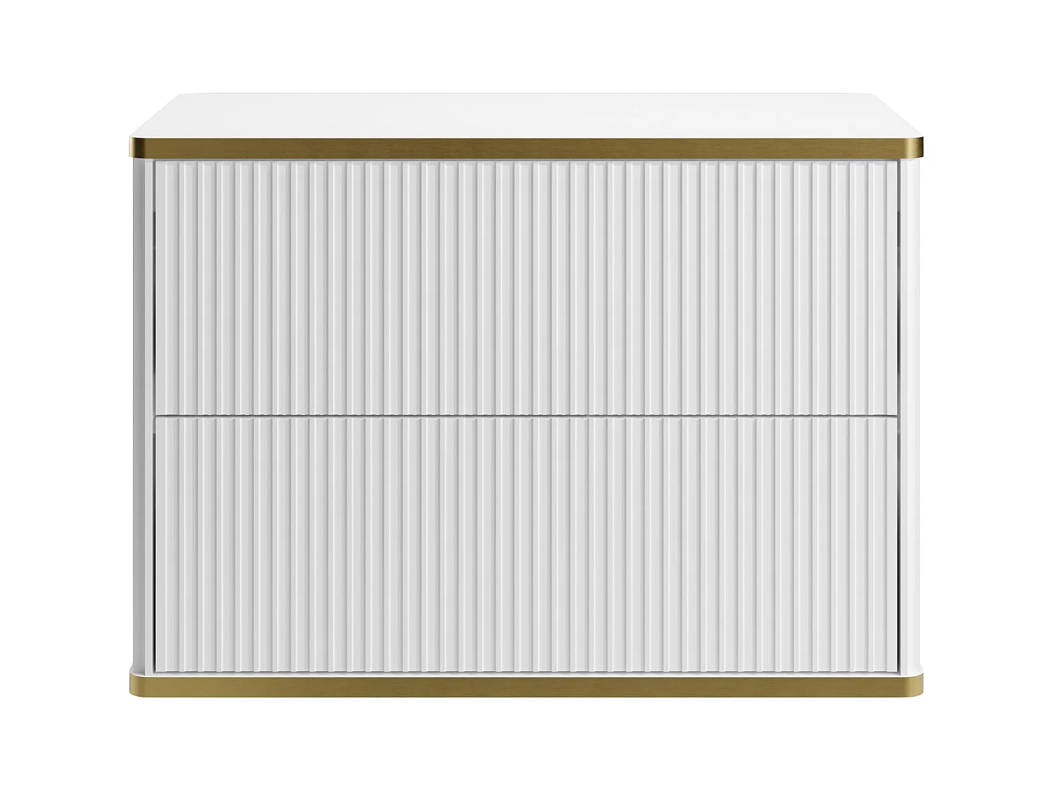 Vegghengt servantskap rillet med gullkant hvit 80 cm KELIZA