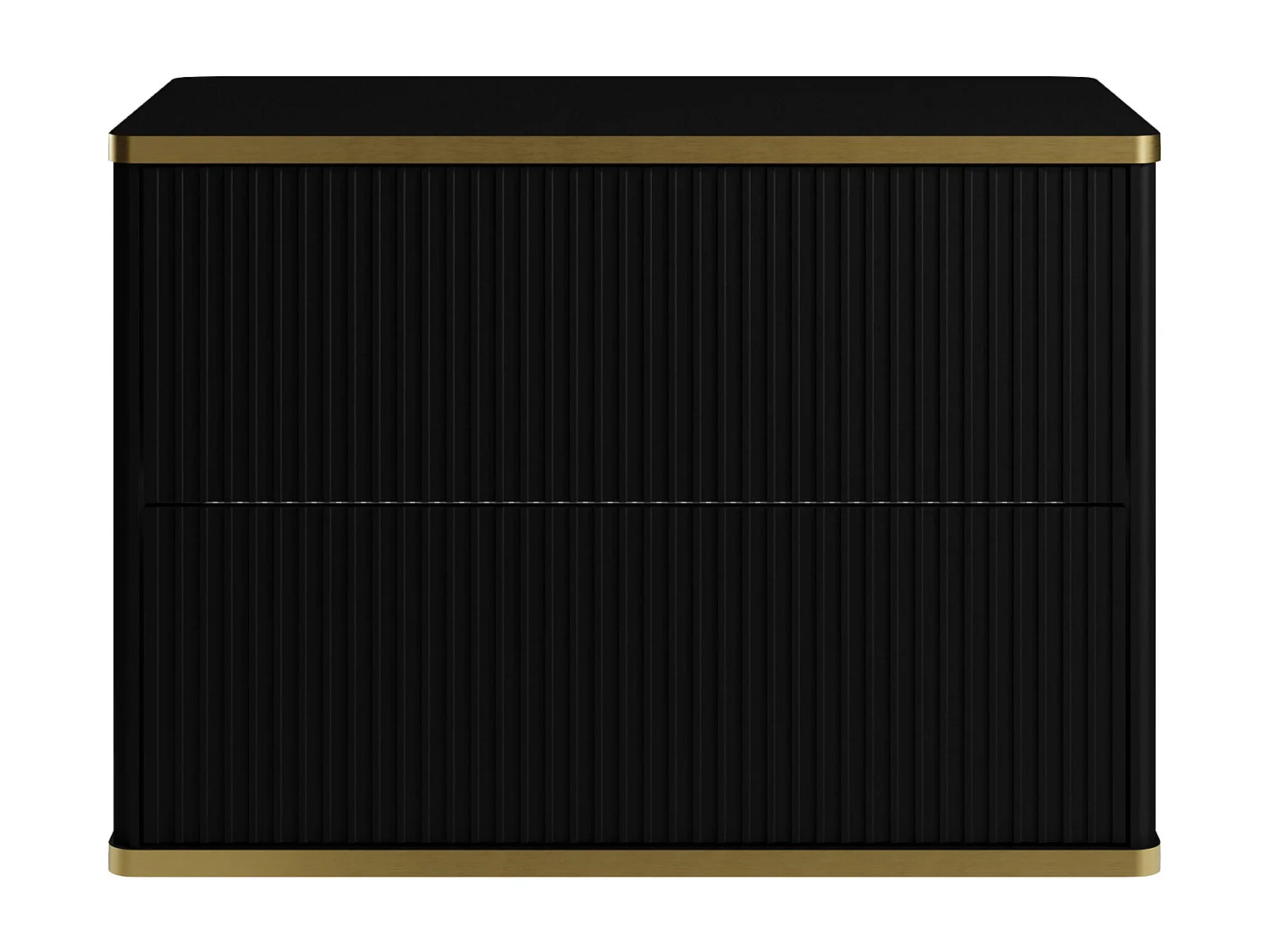 Móvel de casa de banho para colocar sob o lavatório estriado rebordo dourado, cor preta C80 cm - KELIZA