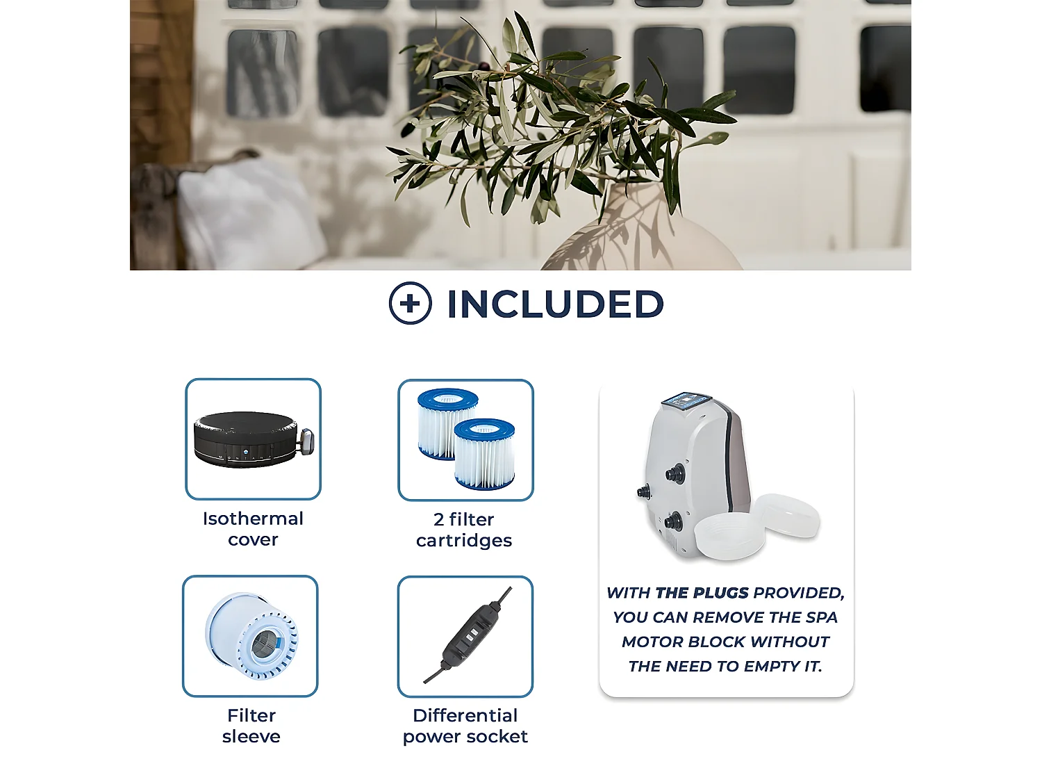 NETSPA Spa gonfiabile rotonda Montana - 4 posti a sedere - diametro 175 x altezza 70 cm - Posti a sedere 4