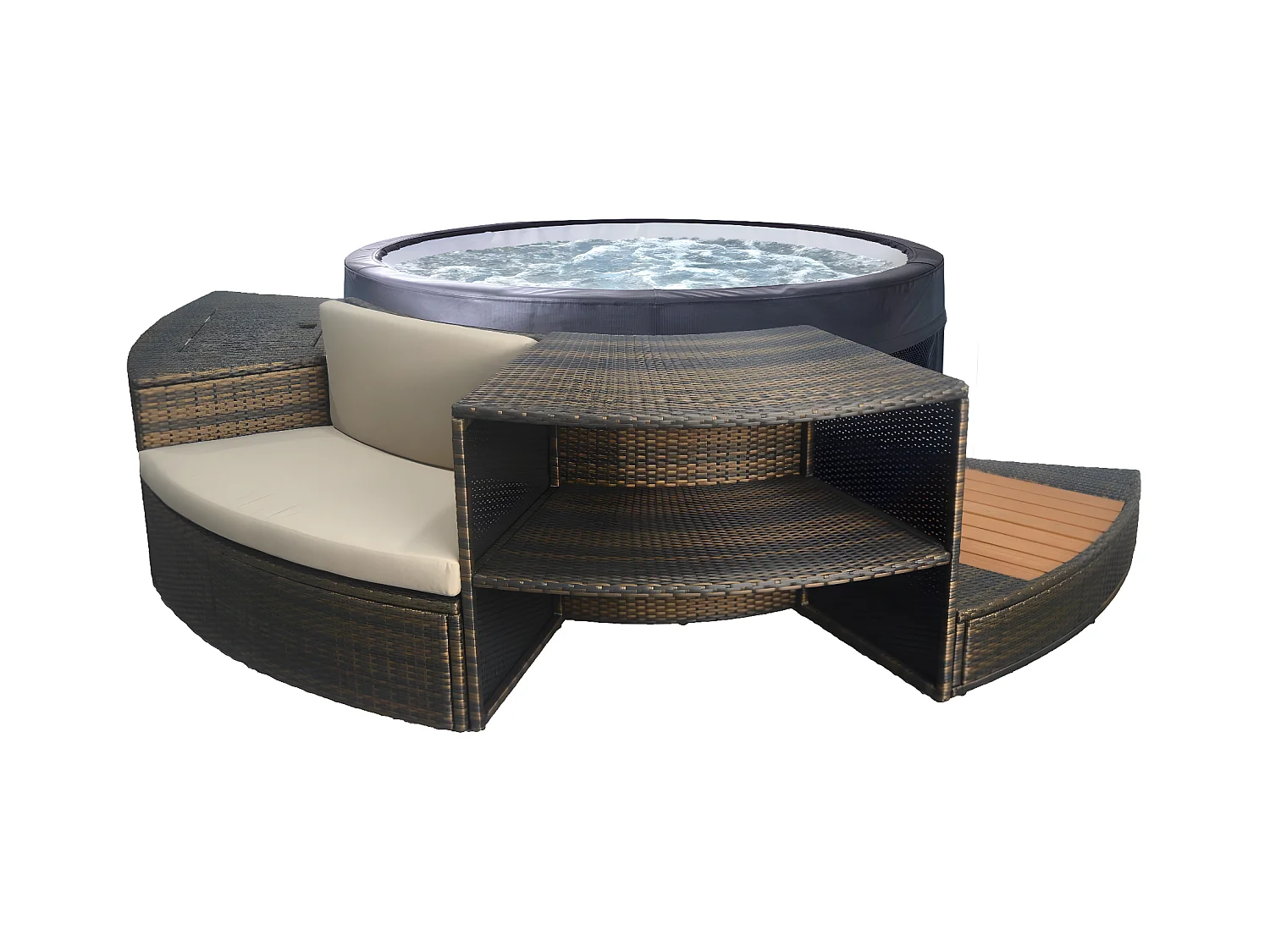 NETSPA - SP-VIP140MOB2 - NetSpa Vita 4 places + Mobilier - SPA Semi Rigide - Rond