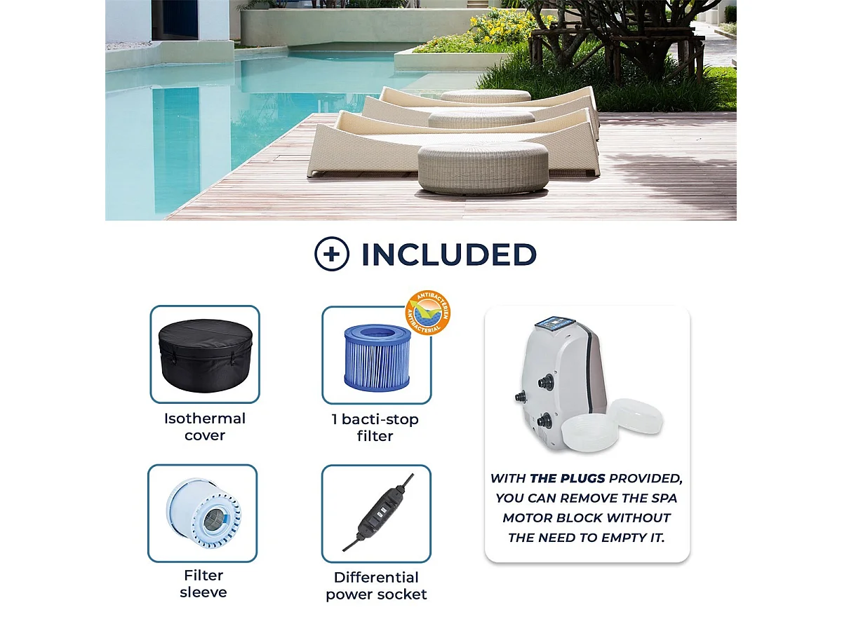 NETSPA - SP-VIP140MOB2 - NetSpa Vita 4 places + Mobilier - SPA Semi Rigide - Rond