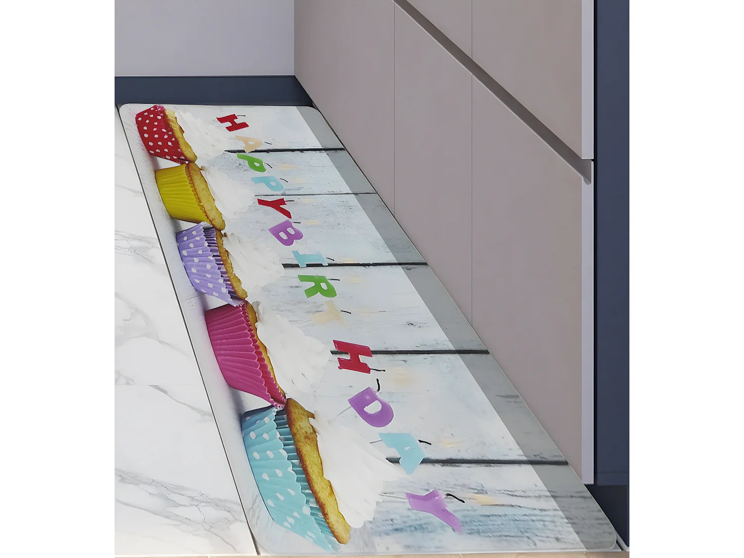 Tapis Cuisine| 45X180CM| Composition En Vinyle/Viscoélastique| Tapis Vinyle| Happy