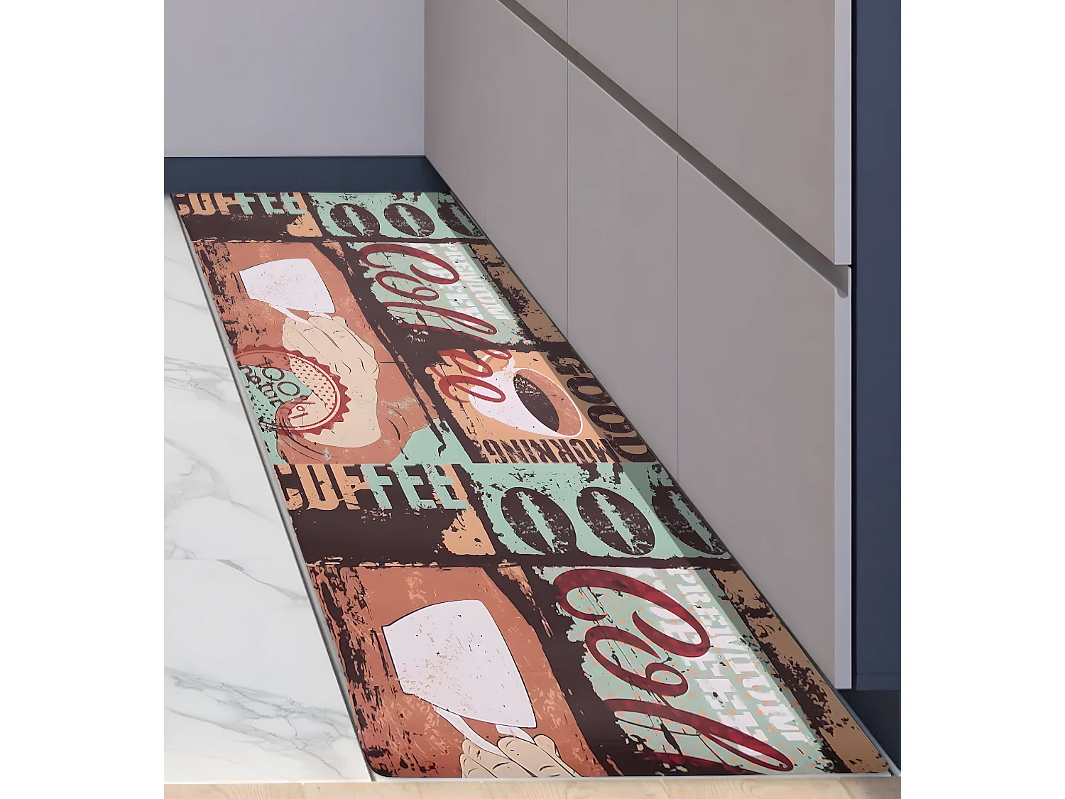 Tapis Cuisine| 65X300CM| Composition En Vinyle/Viscoélastique| Tapis Vinyle| Rimini