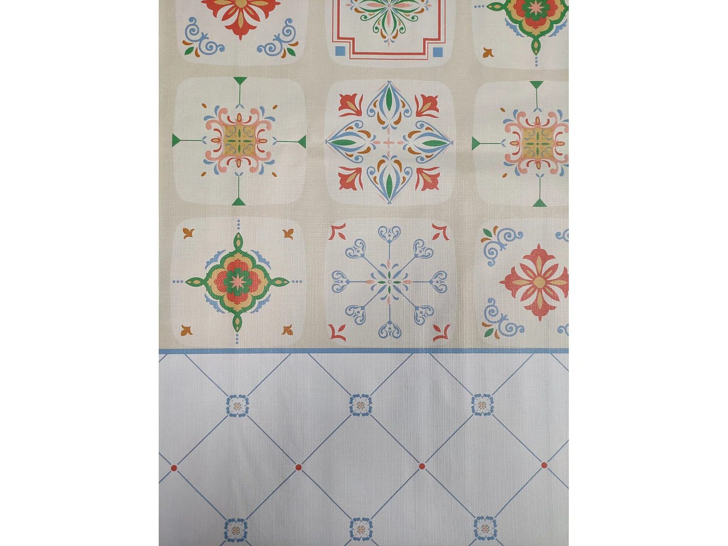 Tovaglia| Composizione PVC| Base Poliestere| Antimacchia| Mosaico Blu| Dimensioni 140X180 CM