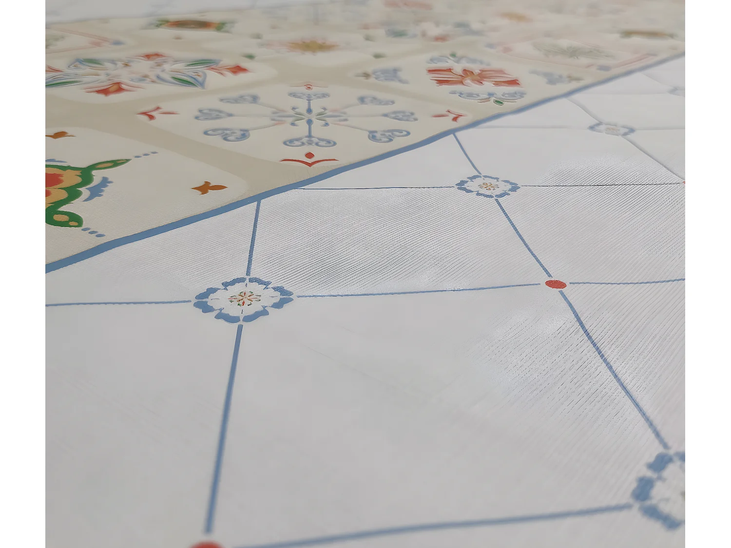 Mantel| Composicion PVC| Base Poliester| Antimanchas| Mosaico Azul| Medida 140X160 CM