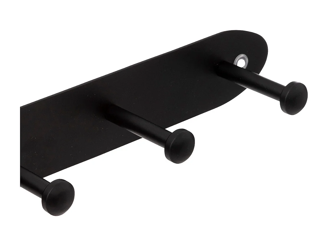 Patère 4 crochets en Métal Noir L 35 cm