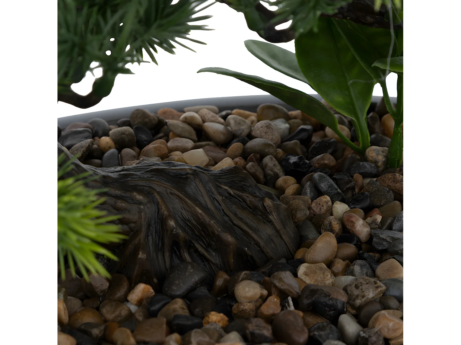 Bonsaï artificiel en céramique Bleue et galets 26 x 24 cm