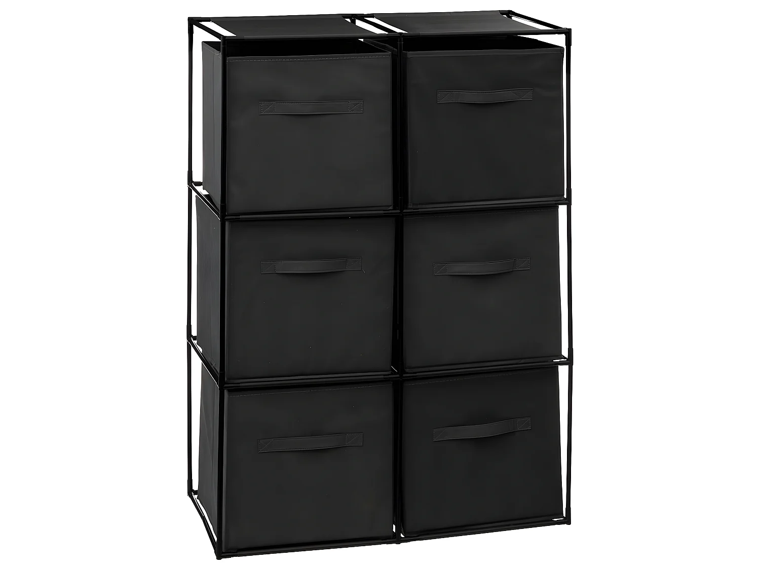 Meuble Etagère 6 cases avec 6 boîtes de rangement H 98 cm