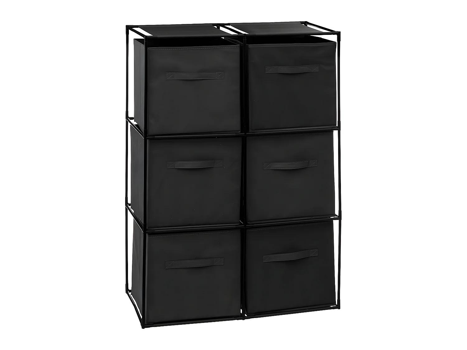 Meuble Etagère 6 cases avec 6 boîtes de rangement H 98 cm