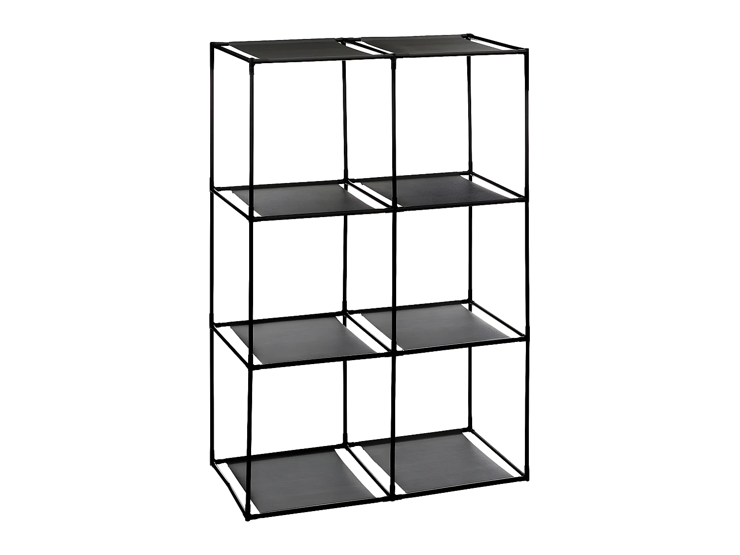Meuble Etagère 6 cases avec 6 boîtes de rangement H 98 cm
