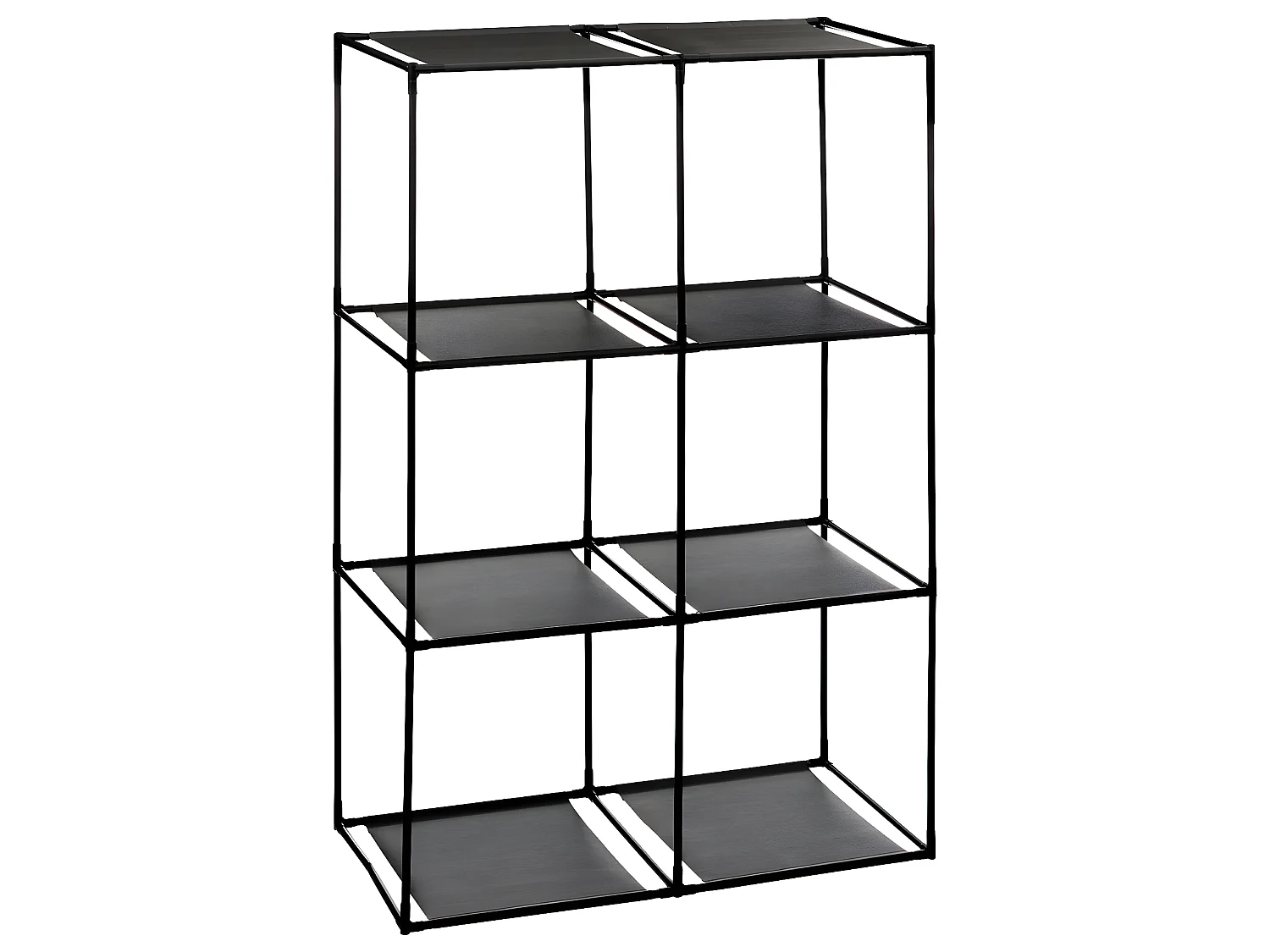 Meuble Etagère 6 cases avec 6 boîtes de rangement H 98 cm